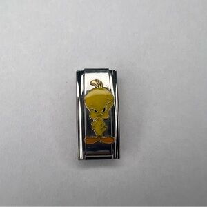 Vintage Tweety Bird Italian Charm Stainless Steel Bracelet Looney Tunes Y2K
